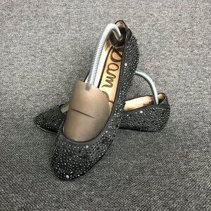 Sam Edelman Jolie Black Spiked Studded Ballet Flats Womens 7.5 Leather Slip On